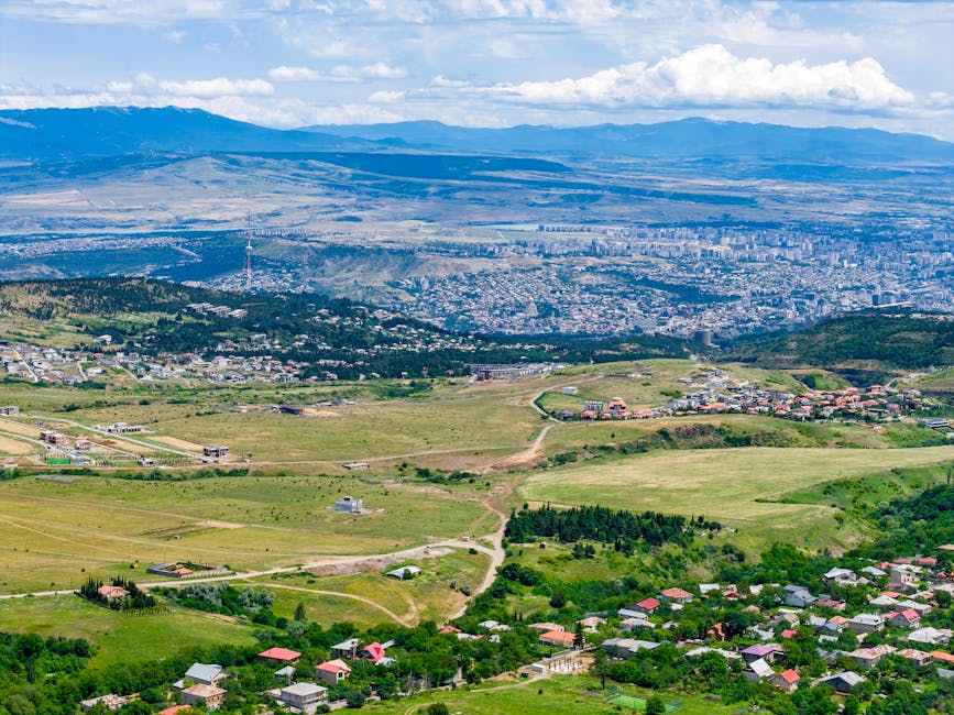 Aerial view of a town representing global reach